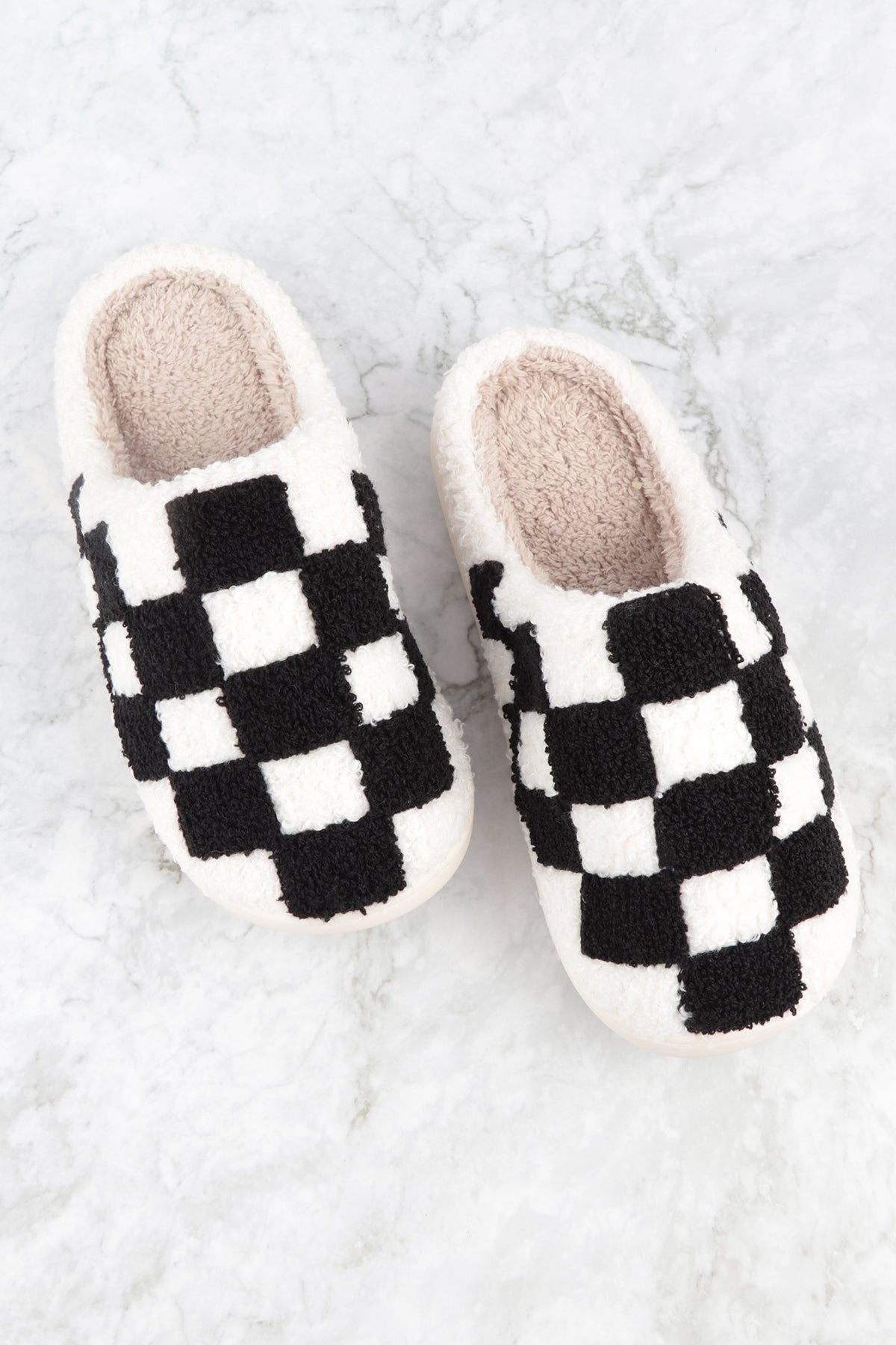 CHECKERED PRINT FLEECE SLIPPER