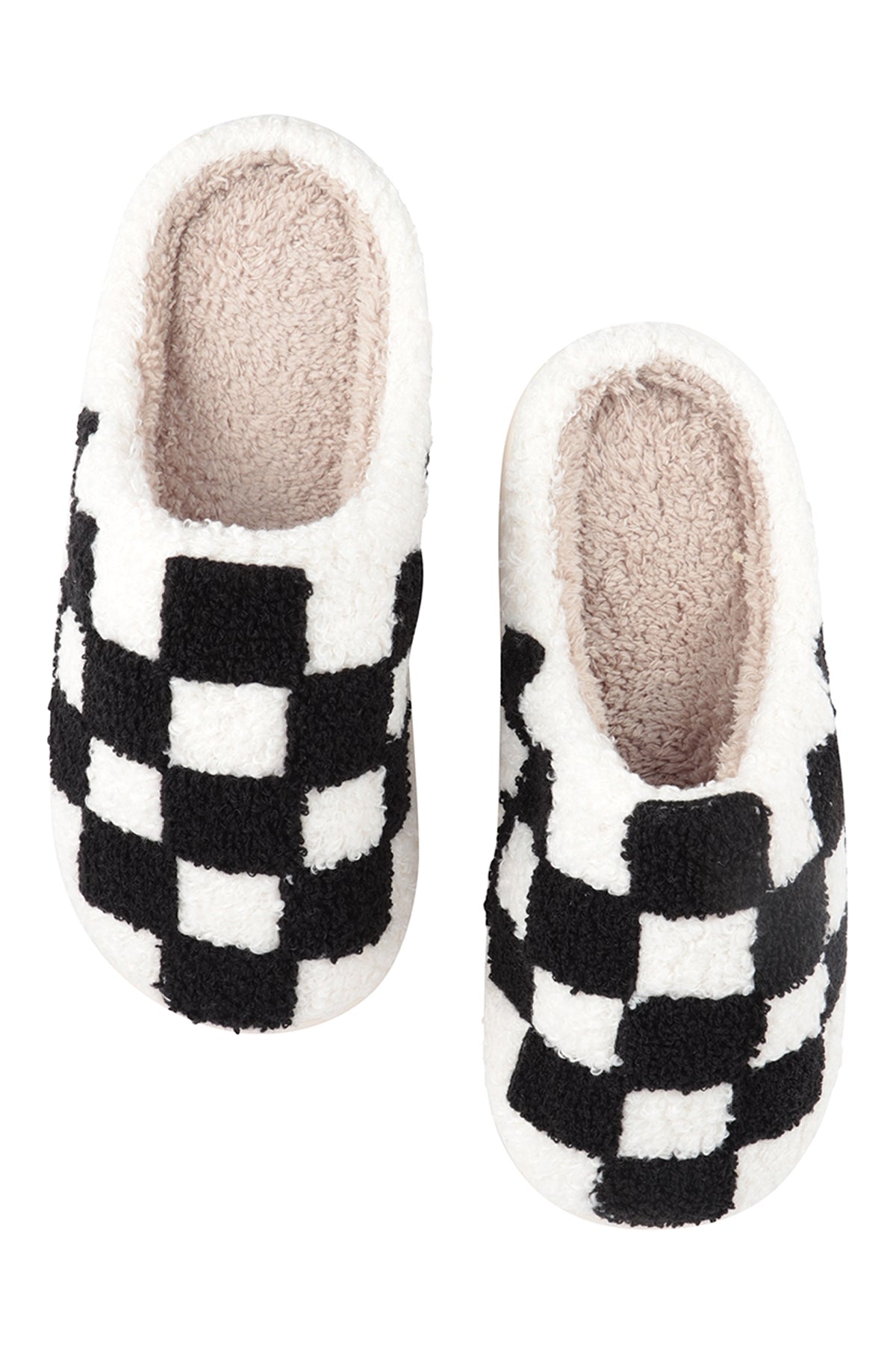 CHECKERED PRINT FLEECE SLIPPER