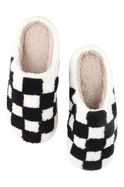 CHECKERED PRINT FLEECE SLIPPER
