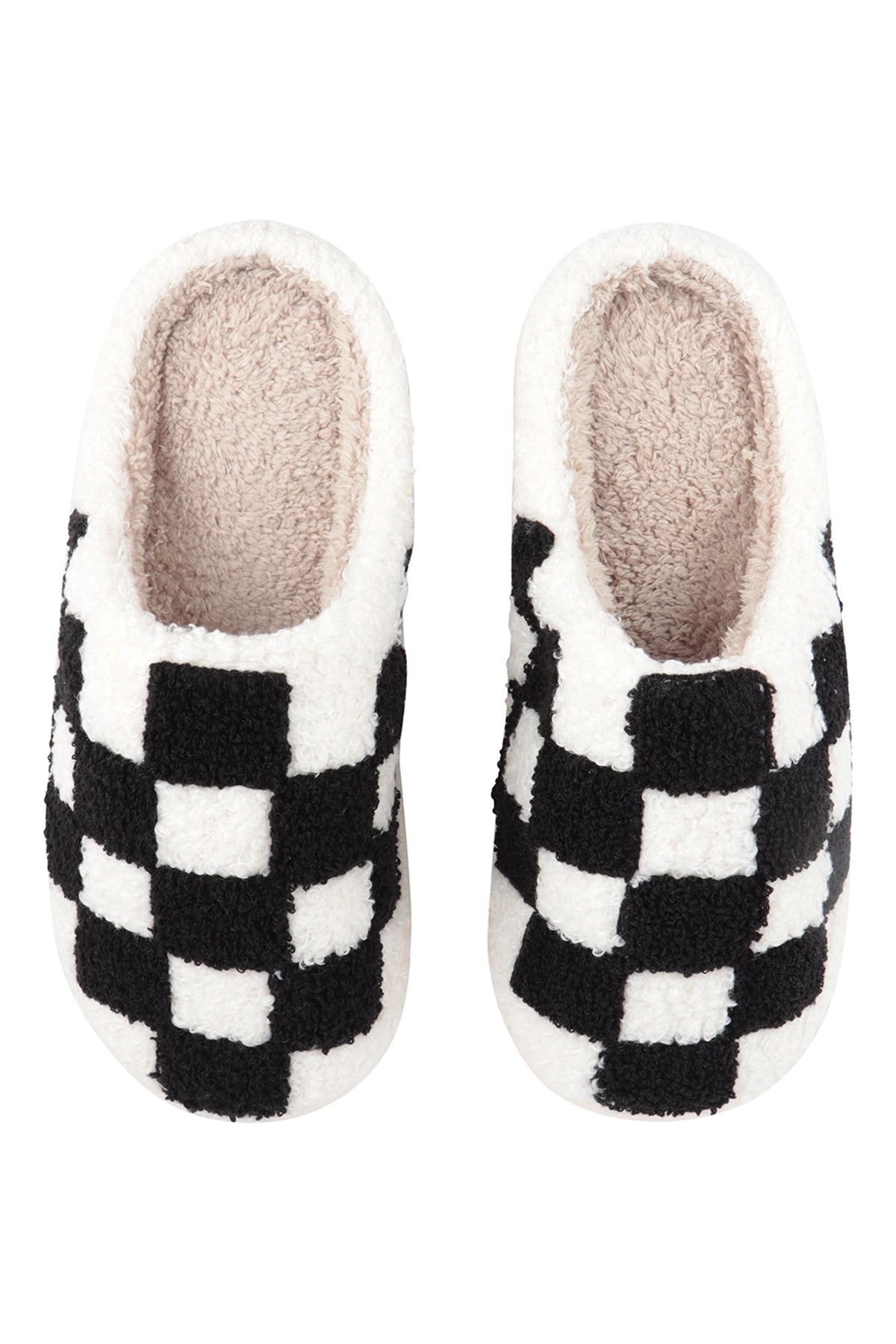 CHECKERED PRINT FLEECE SLIPPER