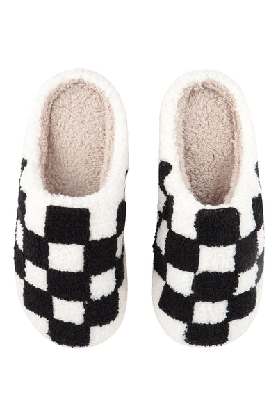 CHECKERED PRINT FLEECE SLIPPER