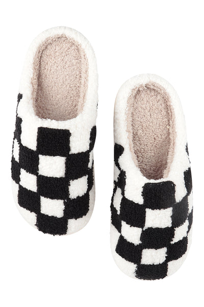 CHECKERED PRINT FLEECE SLIPPER