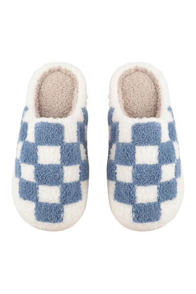 CHECKERED PRINT FLEECE SLIPPER