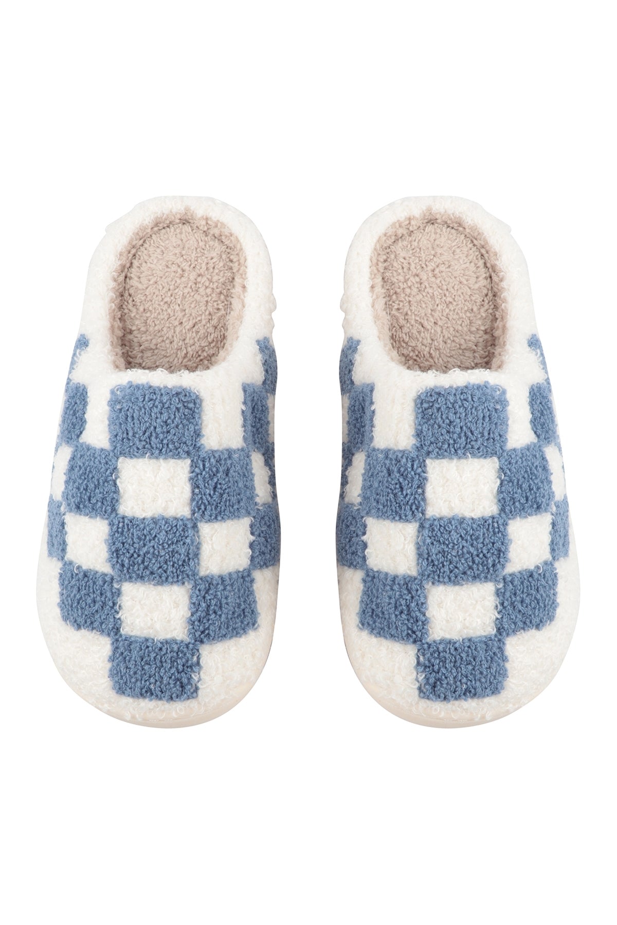 CHECKERED PRINT FLEECE SLIPPER