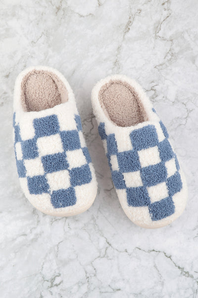 CHECKERED PRINT FLEECE SLIPPER