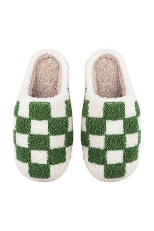 CHECKERED PRINT FLEECE SLIPPER