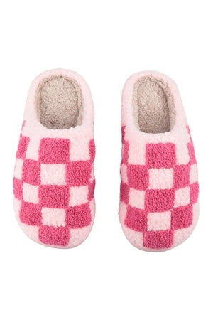 CHECKERED PRINT FLEECE SLIPPER