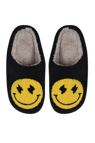 SMILEY LIGHTNING BOLT PRINT FLEECE SLIPPER