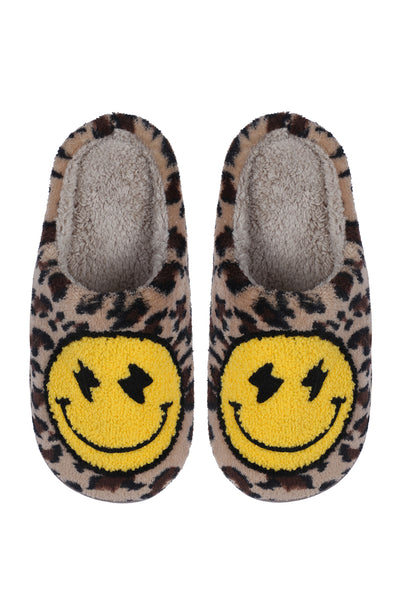 SMILEY LIGHTNING BOLT PRINT FLEECE SLIPPER