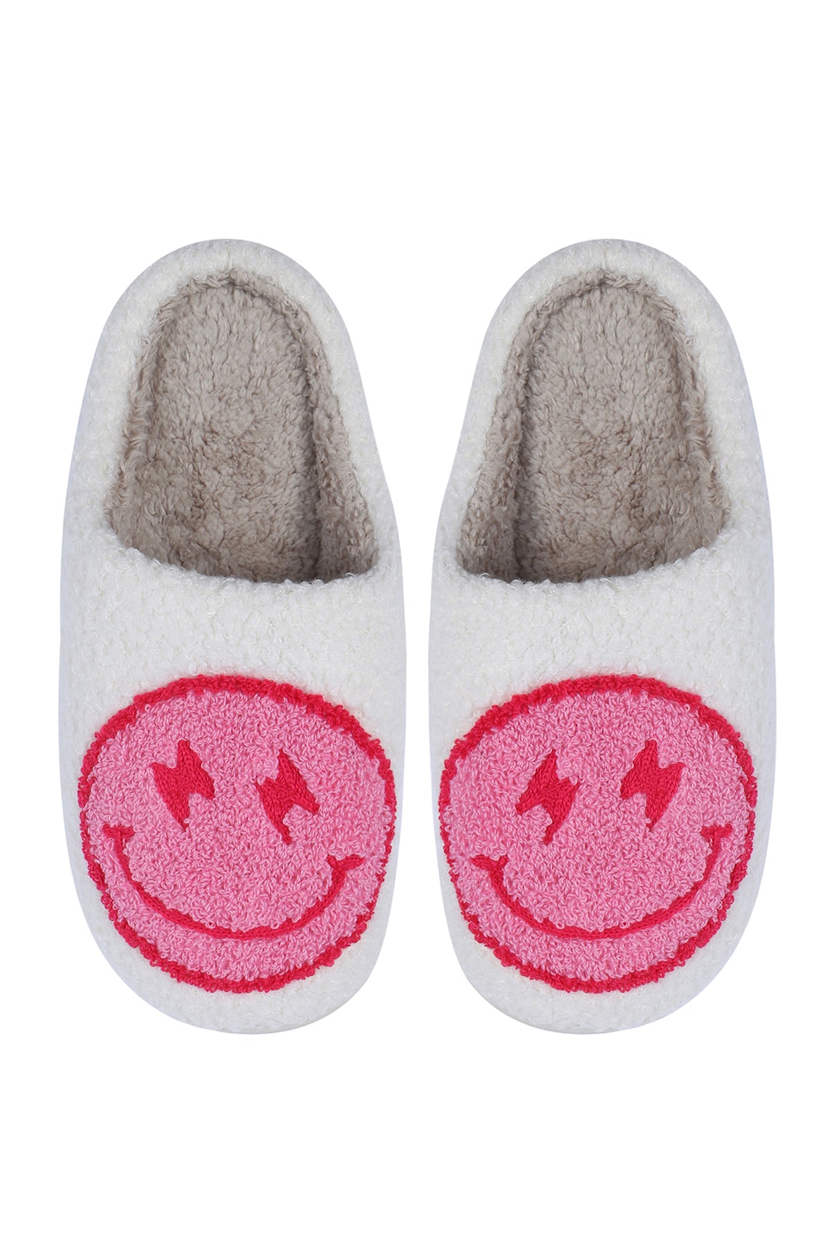 SMILEY LIGHTNING BOLT PRINT FLEECE SLIPPER