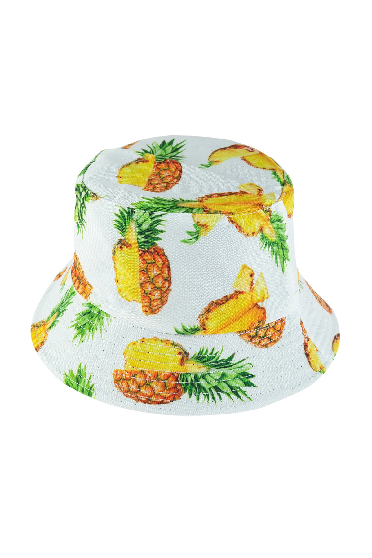 PINEAPPLE PRINT DOUBLE-SIDE-WEAR REVERSIBLE BUCKET HAT