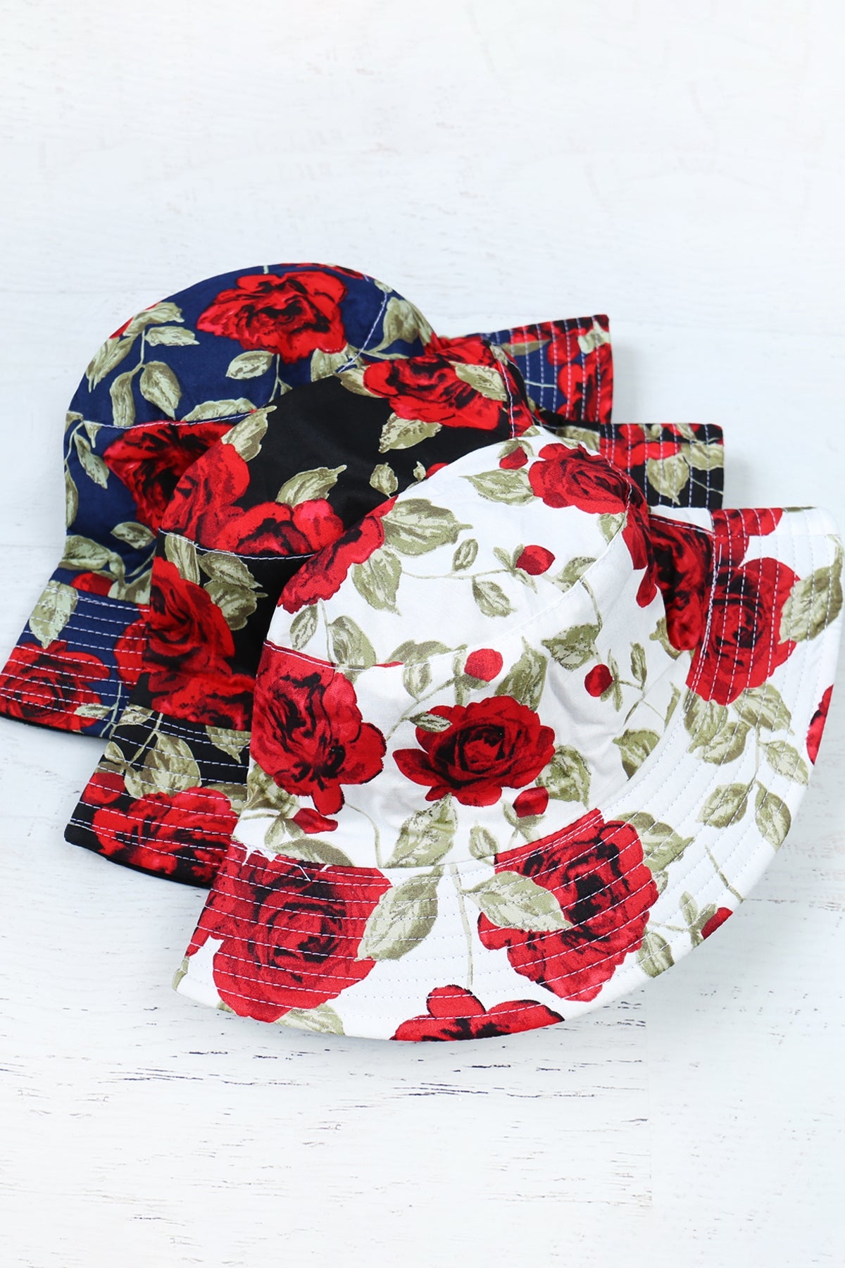 ROSE PRINTED DOUBLE-SIDE-WEAR REVERSIBLE BUCKET HAT