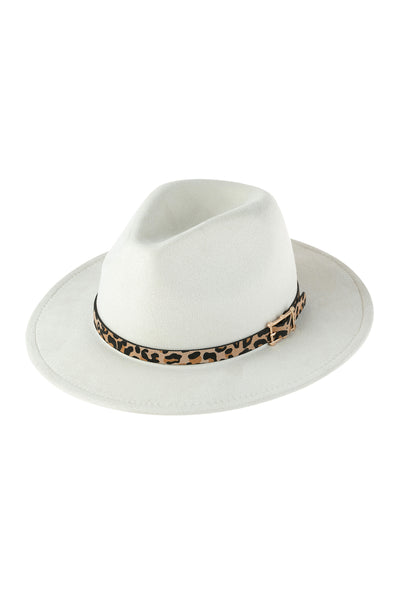 FASHION BRIM HAT WITH LEOPARD ACCENT/6PCS (NOW $3.50 ONLY!)