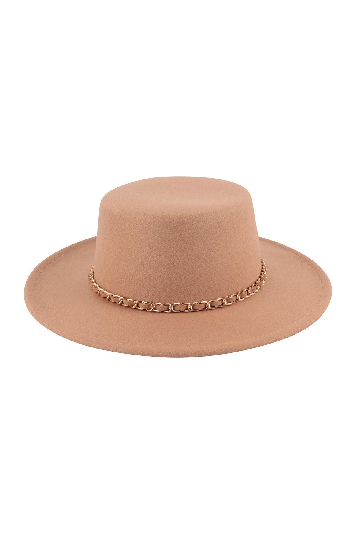 FASHION BRIM HAT W/ CHAIN ACCENT