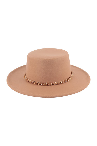 FASHION BRIM HAT W/ CHAIN ACCENT