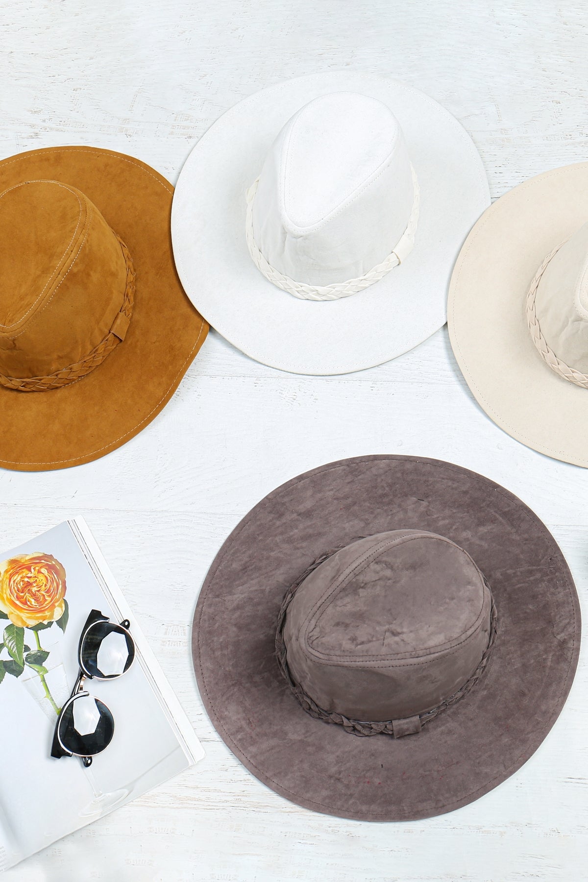 FASHION BRIM HAT WITH BRADED TIE/6PCS (NOW $3.00 ONLY!)