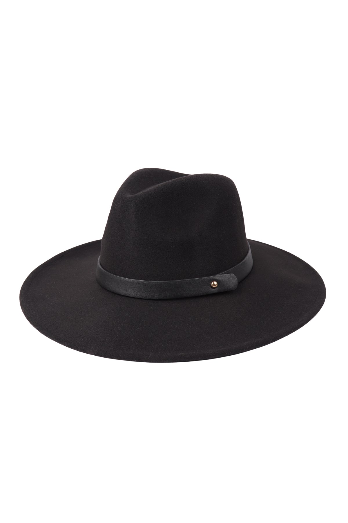 BRIM FASHION HAT W/ LEATHER STRAP ACCENT