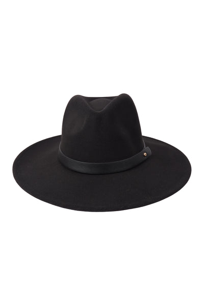 BRIM FASHION HAT W/ LEATHER STRAP ACCENT