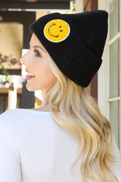 KNITTED BEANIE WITH SMILEY FACE (NOW $4.00 ONLY!)