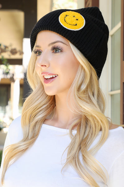 KNITTED BEANIE WITH SMILEY FACE (NOW $4.00 ONLY!)