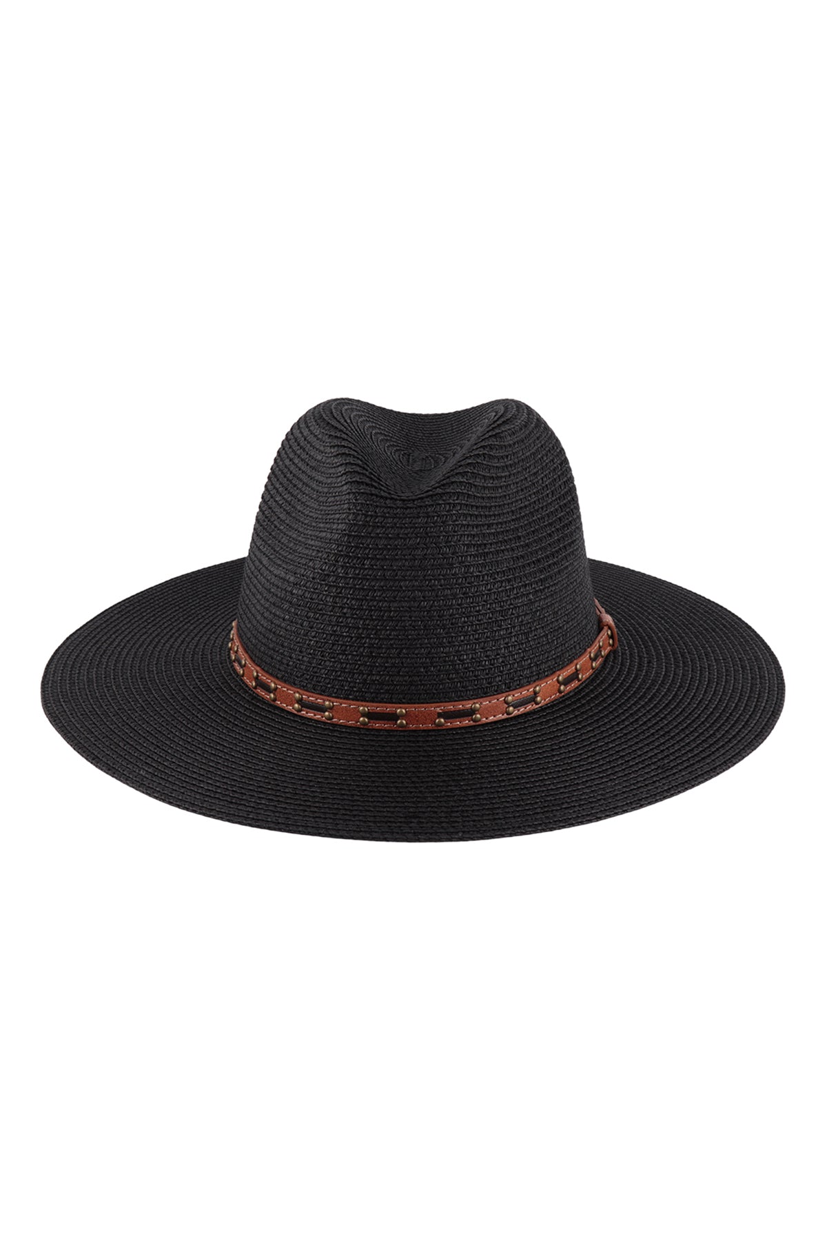 BRIM SUMMER HAT WITH LEATHER BELT STRAP