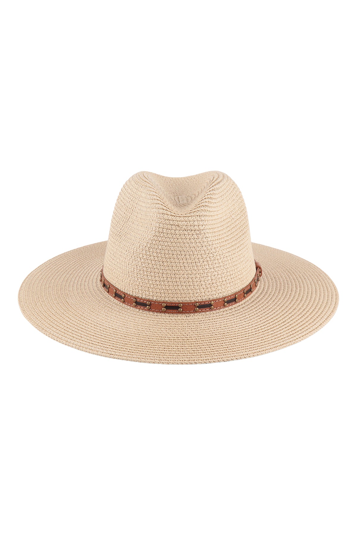 BRIM SUMMER HAT WITH LEATHER BELT STRAP