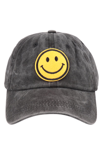 SMILEY LOGO ACID WASHED TEXTURED FASHION FASHION CAP