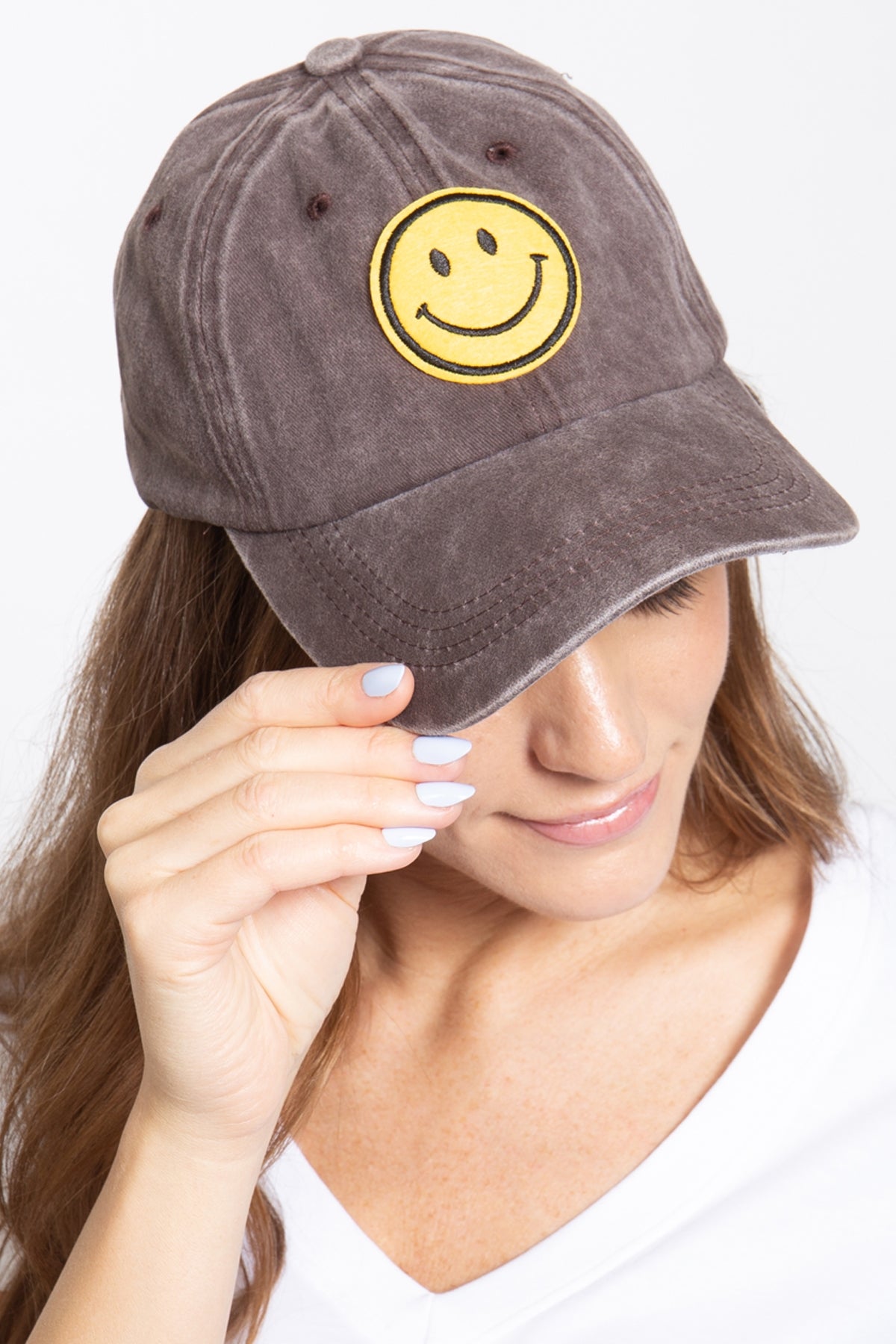 SMILEY LOGO ACID WASHED TEXTURED FASHION FASHION CAP
