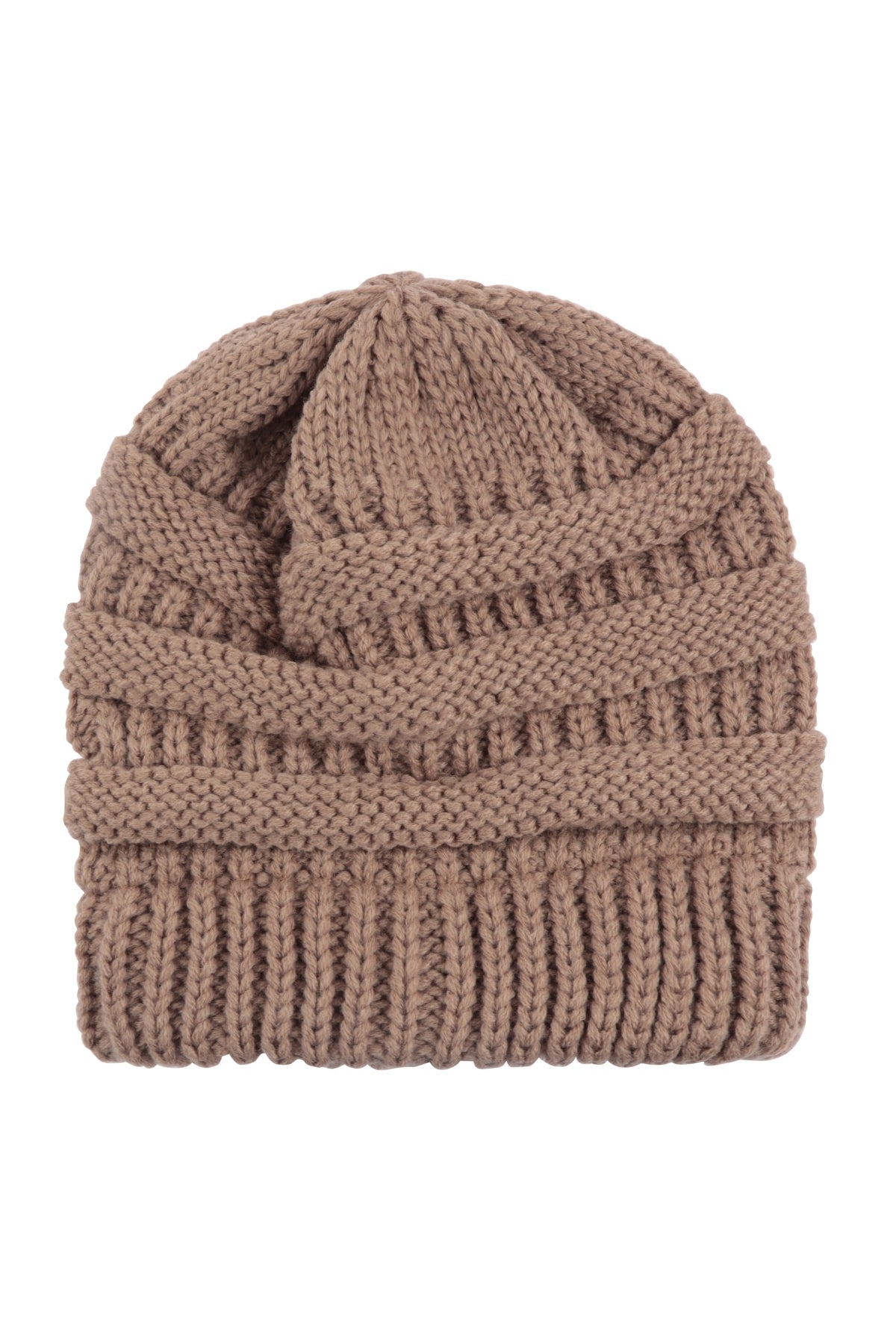 RIBBED KNIT PATTERN BEANIE