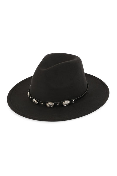 FEDORA PANAMA HAT WITH LEATHER BUCKLE HATBAND