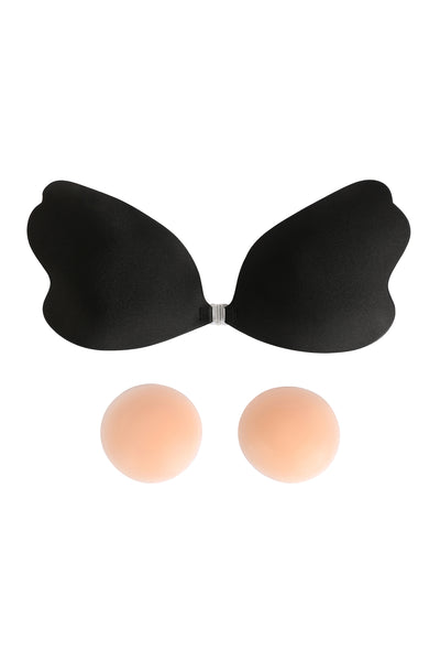 BRA CLOTH INVISIBLE WING SHAPE STRAPLESS DOUBLE PUSH UP NU BRA WITH NIPPLE COVER TAPE