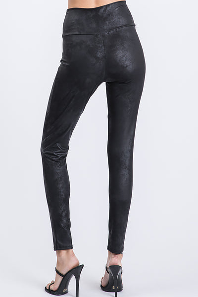 FAUX LEATHER SLIM FIT HIGH WAIST LEGGINGS- BLACK 2-2-2