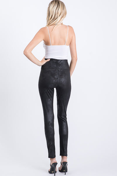 FAUX LEATHER SLIM FIT HIGH WAIST LEGGINGS- BLACK 2-2-2