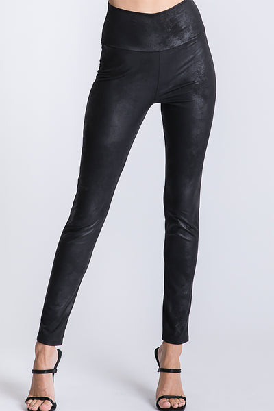 FAUX LEATHER SLIM FIT HIGH WAIST LEGGINGS- BLACK 2-2-2