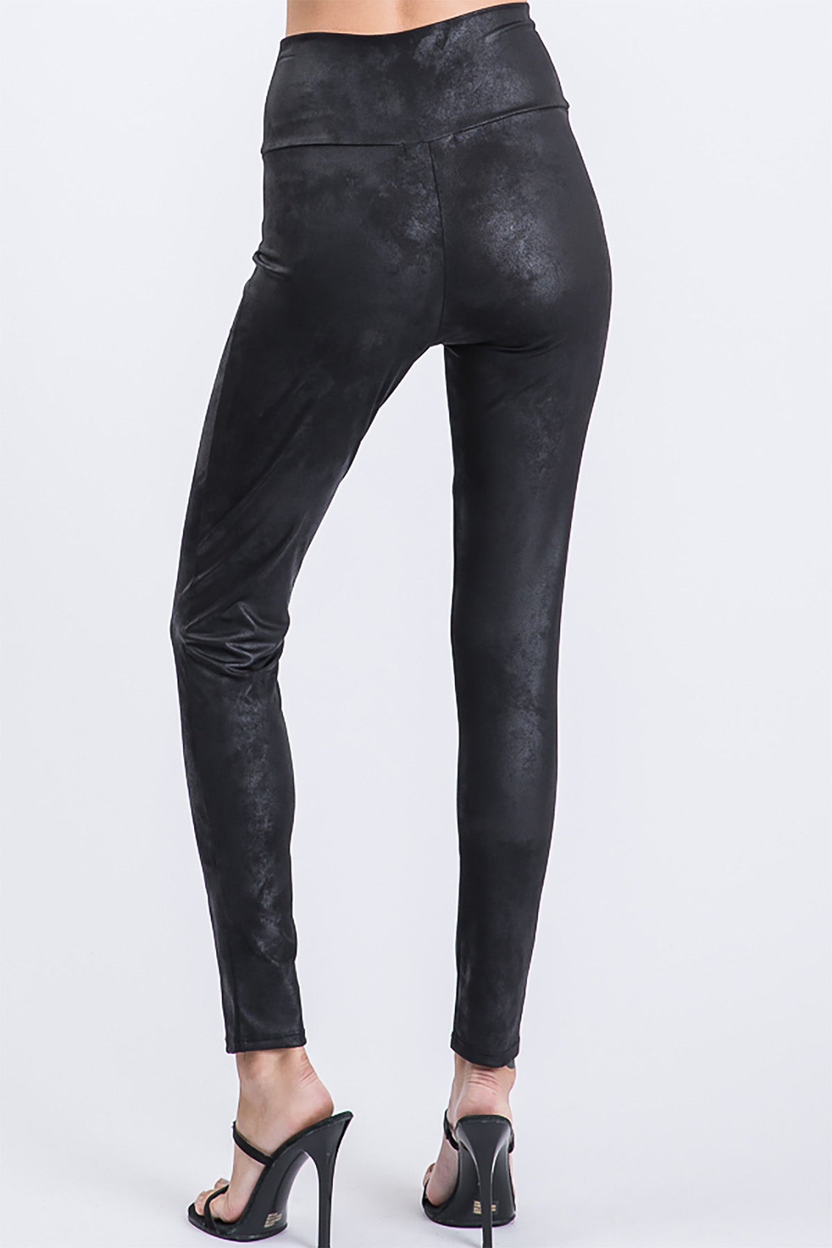 PLUS SIZE FAUX LEATHER SLIM FIT HIGH WAIST LEGGINGS- BLACK 2-2-2