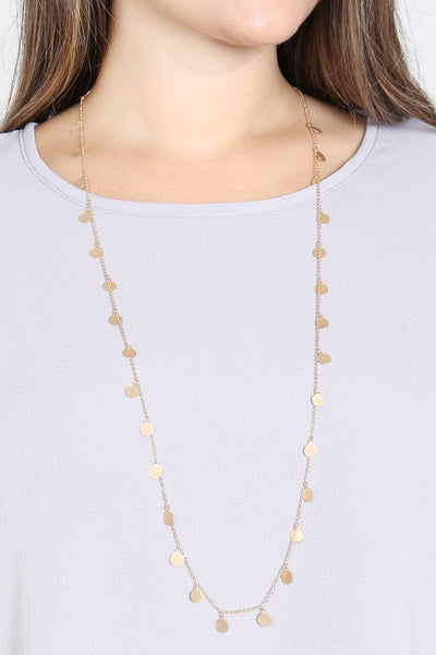 DAITY STATIONARY CHARM DISC PENDANT NECKLACE