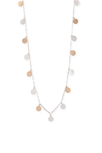 DAITY STATIONARY CHARM DISC PENDANT NECKLACE