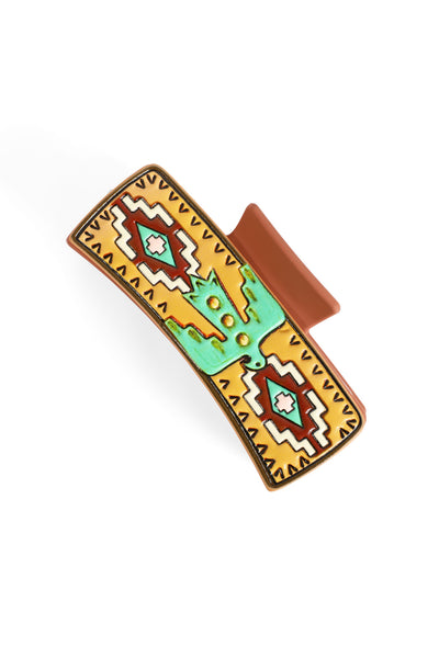 AZTEC PATTERN FAUX LEATHER HAIR CLAW