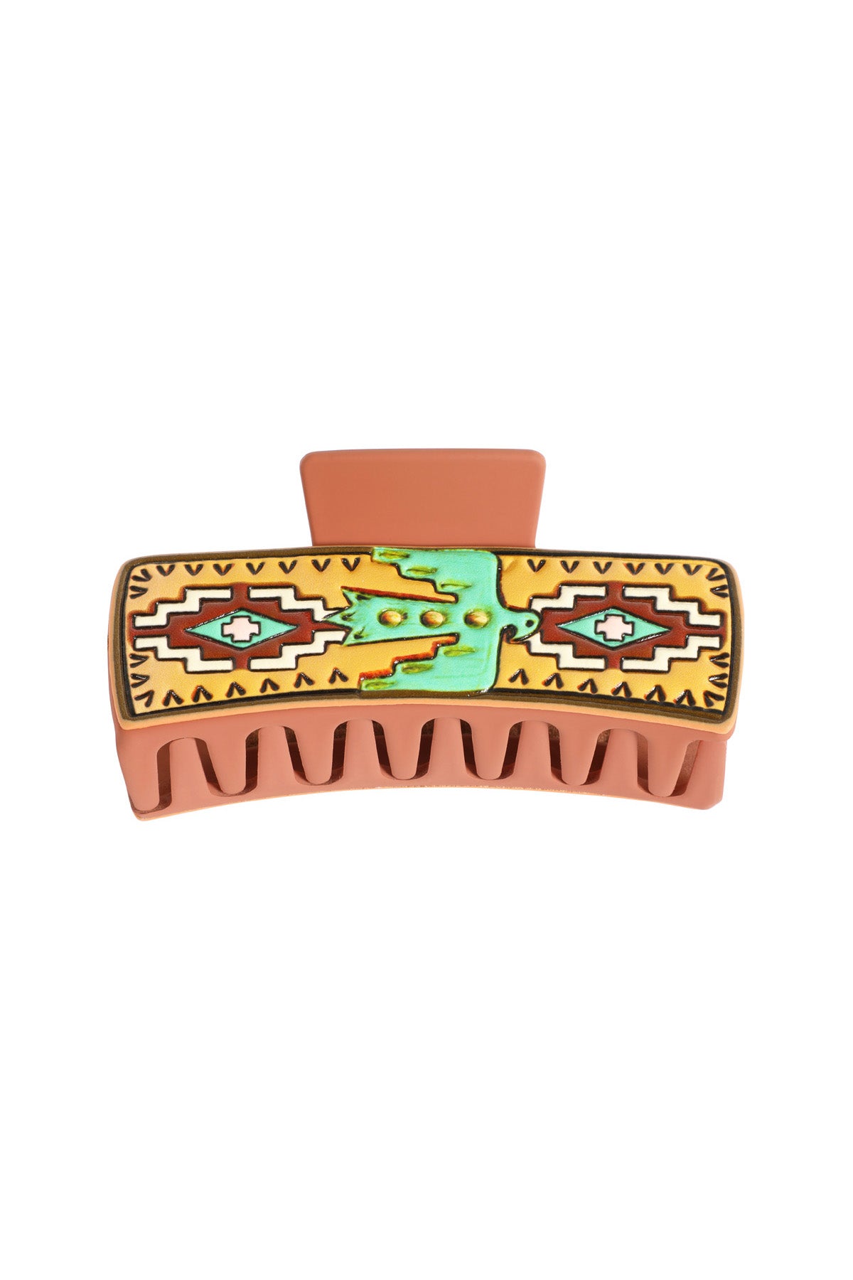 AZTEC PATTERN FAUX LEATHER HAIR CLAW