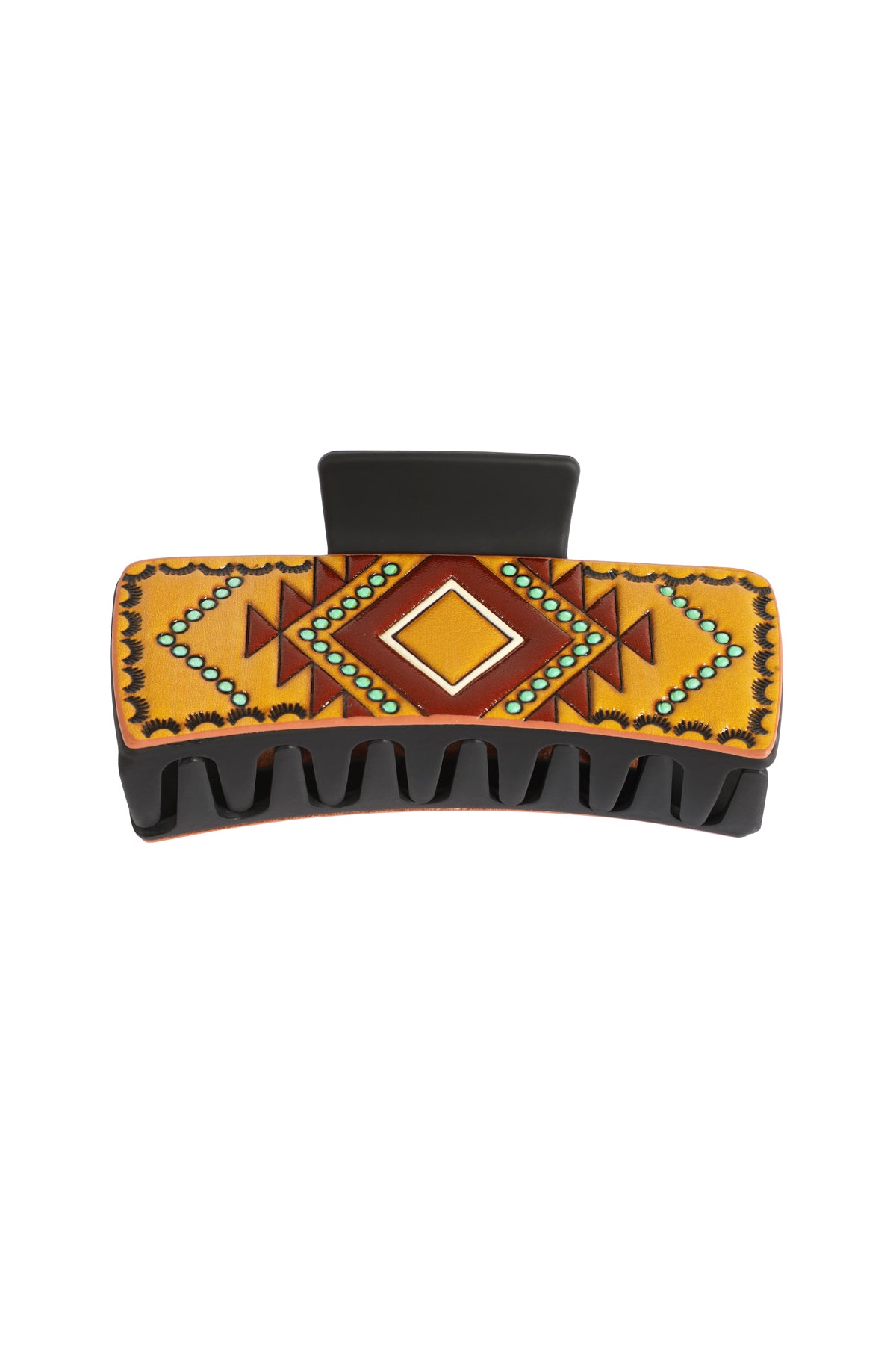 AZTEC PATTERN FAUX LEATHER HAIR CLAW