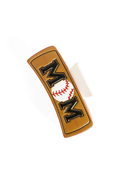 BASEBALL "MOM" FAUX LEATHER HAIR CLAW