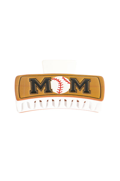 BASEBALL "MOM" FAUX LEATHER HAIR CLAW