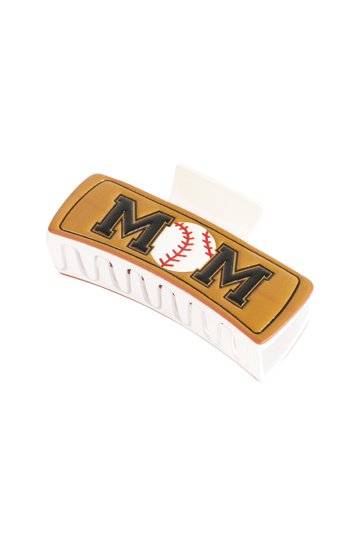 BASEBALL "MOM" FAUX LEATHER HAIR CLAW