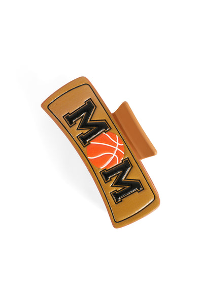 BASKETBALL "MOM" FAUX LEATHER HAIR CLAW