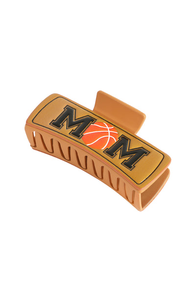 BASKETBALL "MOM" FAUX LEATHER HAIR CLAW