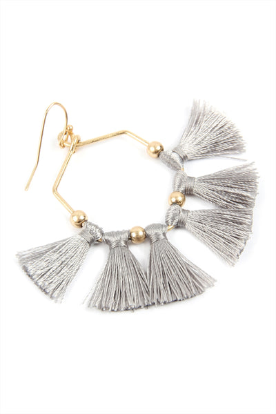 TASSEL HEXAGON DROP EARRINGS