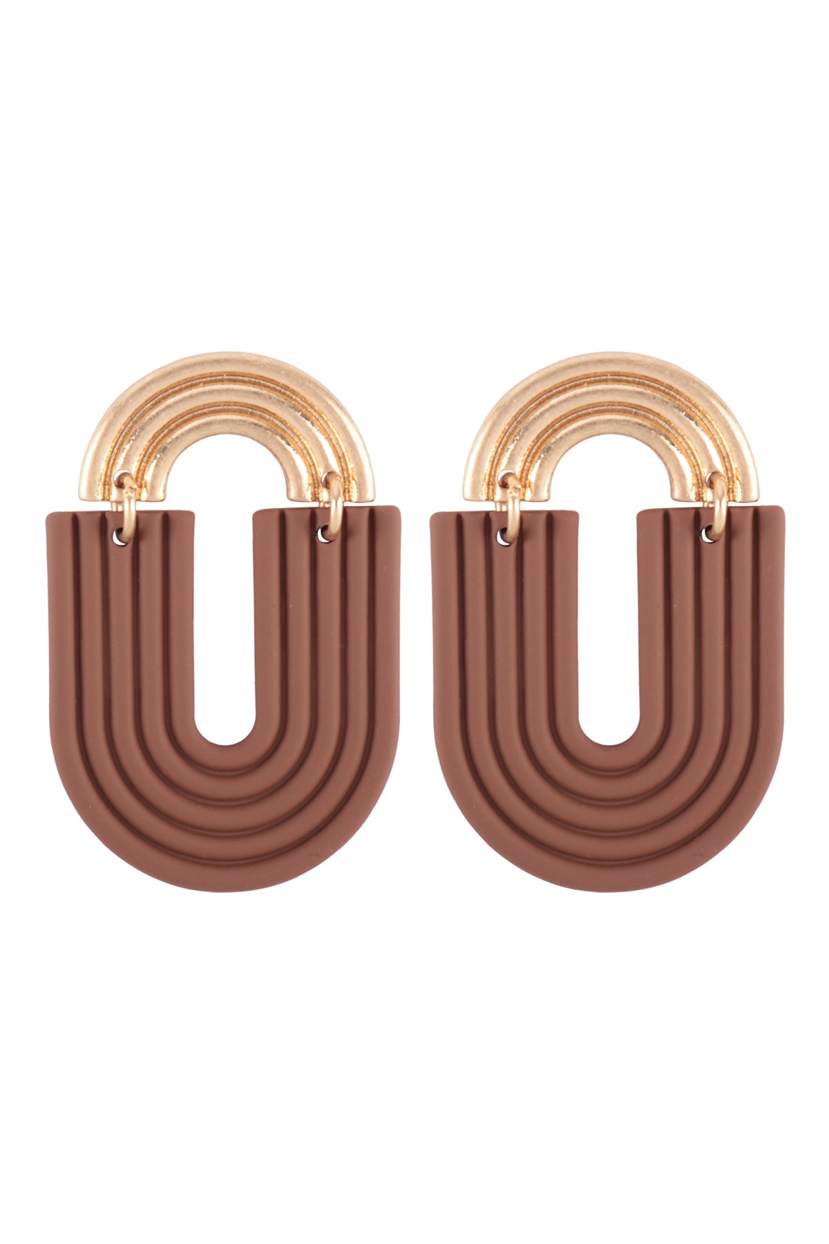 RAINBOW POST COLOR U SHAPE DROP EARRINGS