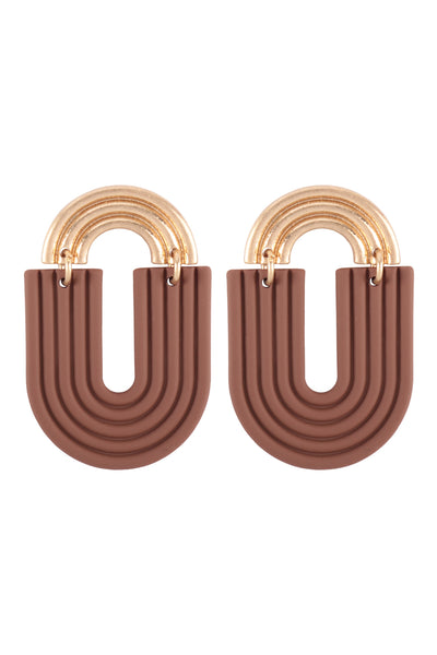RAINBOW POST COLOR U SHAPE DROP EARRINGS