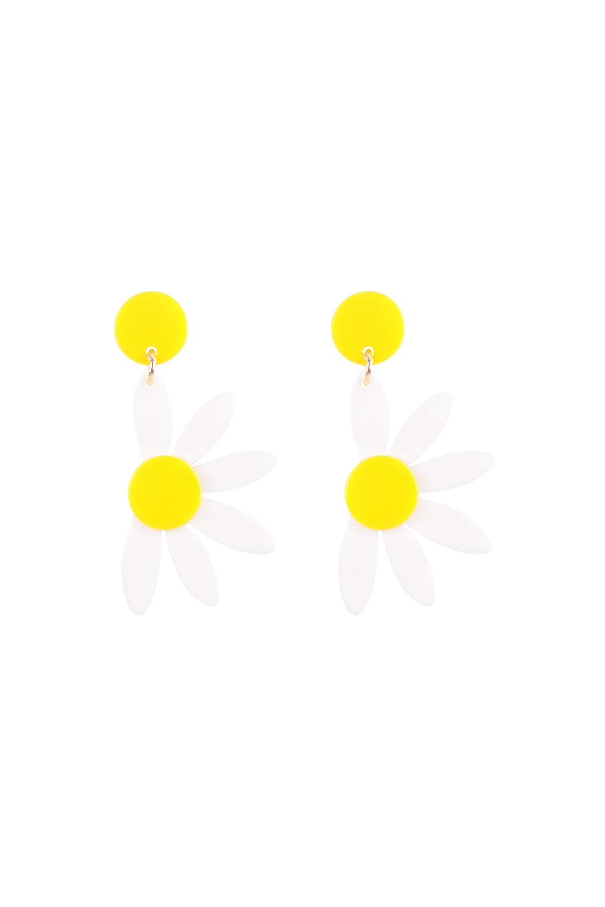 HALF DAISY FLOWER ACRYLIC DROP EARRINGS