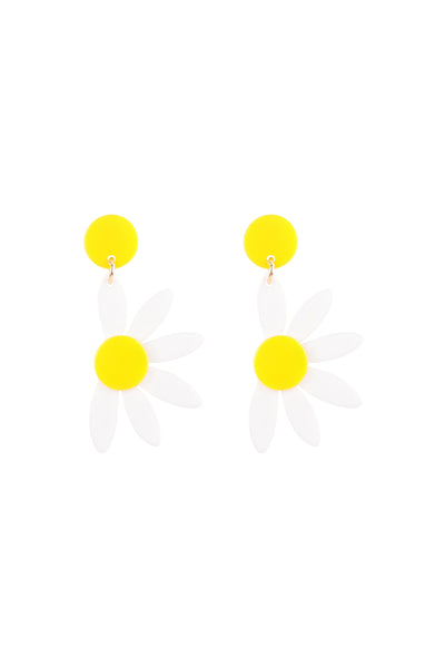 HALF DAISY FLOWER ACRYLIC DROP EARRINGS